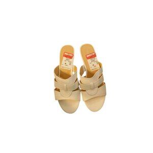 Nine West Size 8M White Strappy Cork Wedge Platform Slide Style Heels shoes NEW